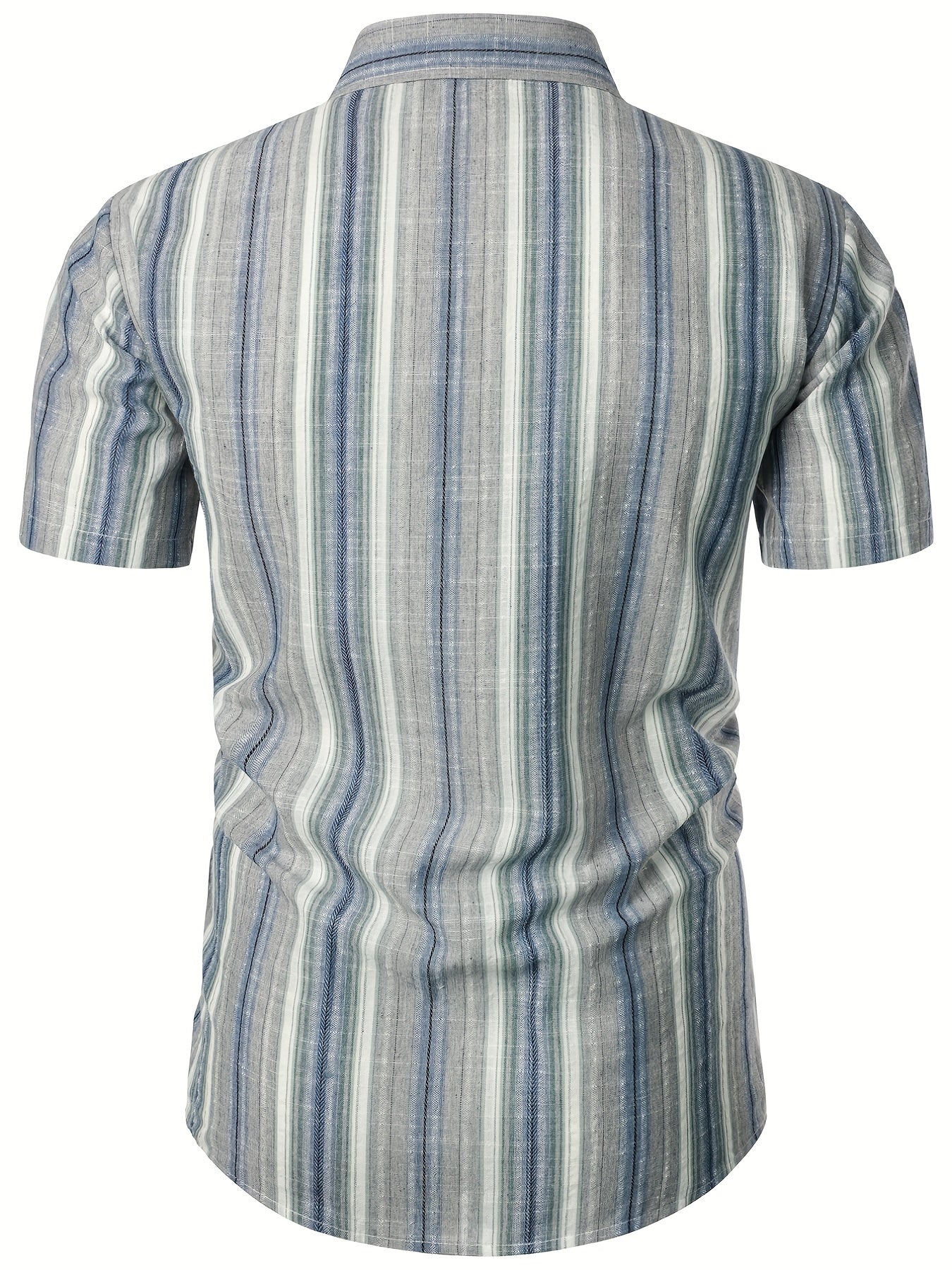 Vertical Striped Men's Shirt Short Sleeves Casual Button Up