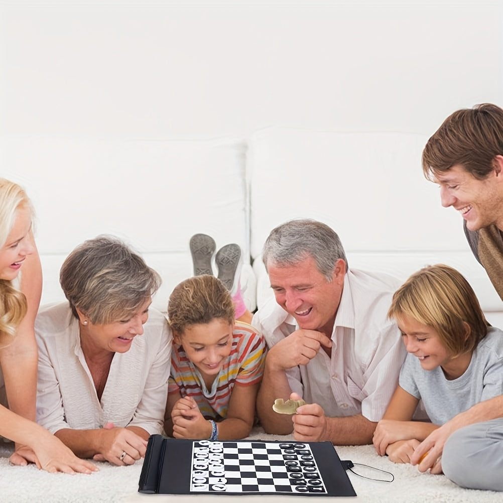Portable Chess Puzzle Game Set - Two In One Travel Chessboard Game
