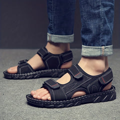 Men's Open Toe Hook And Loop Sandals Non Slip Comfortable Beach Shoes