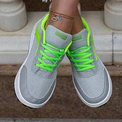 Women's Mesh Lace-Up Wedge Sneakers for Walking Sports Comfort