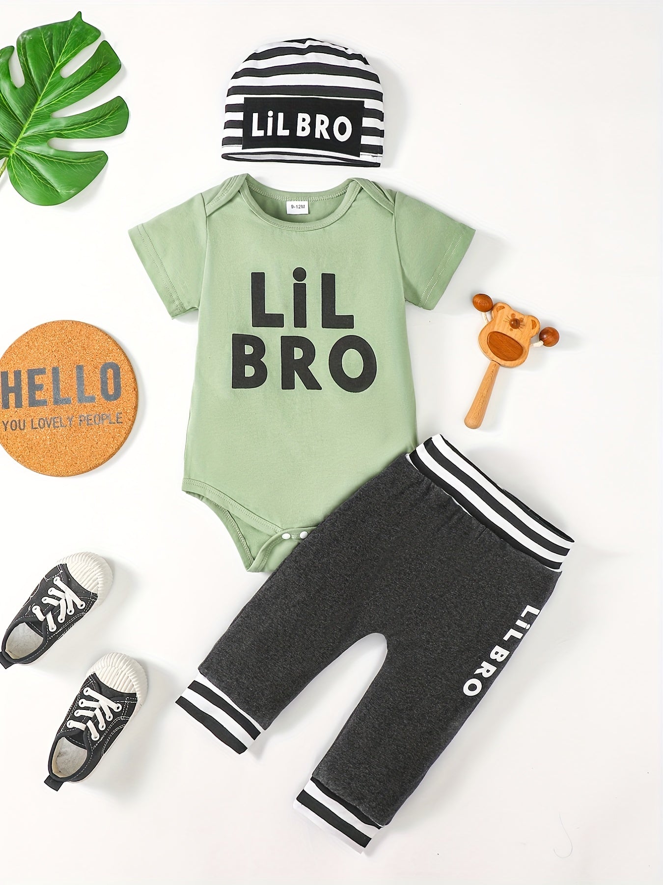 3pcs Daddy's Buddy Short Sleeve Onesie Romper & Pants Set