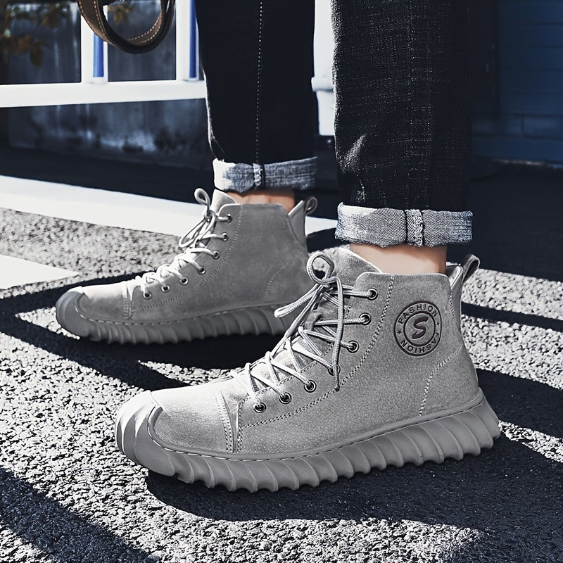 Men's Lace up Boots Cushioned Sneakers Casual Walking Shoes