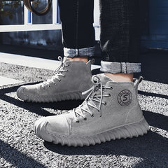 Men's Lace up Boots Cushioned Sneakers Casual Walking Shoes