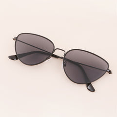 Slim Metal Cat Eye Sunglasses - Neutral Smoke