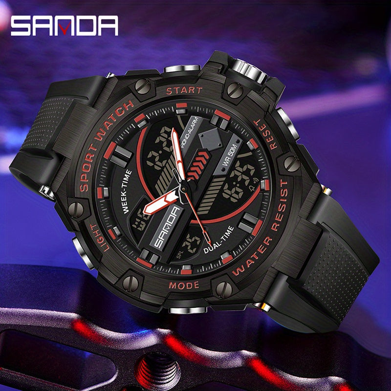 SANDA Waterproof Diving Men's Watch Multifunctional Digital