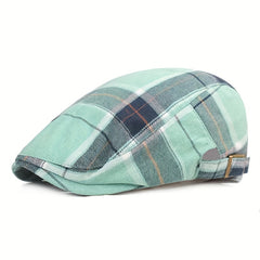 Men's Checkered Peaked Cap for Summer Sun Protection