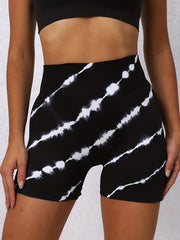 Seamless Tie Dye Yoga Shorts High Waisted Elastic Butt Lifting Sports