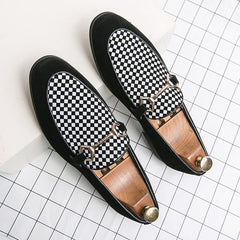 Men's Plaid Bit Loafer Shoes Casual Dress Shoes