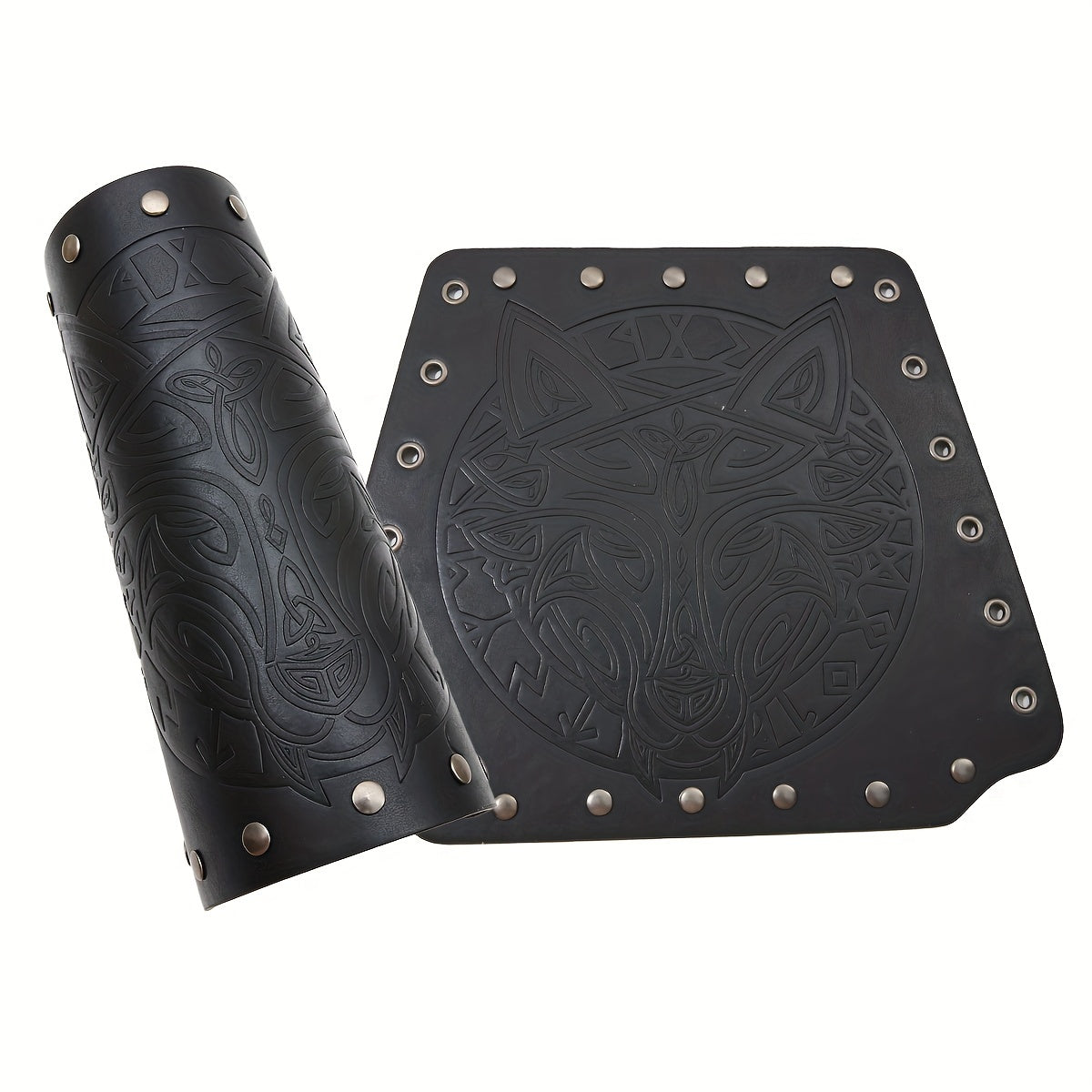 Embossed Vintage Wristband Knight Style Leather Stage Prop Wristband
