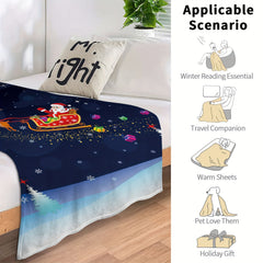 Christmas Elk Santa Blanket Soft Winter Warm Blanket for Home Sofa