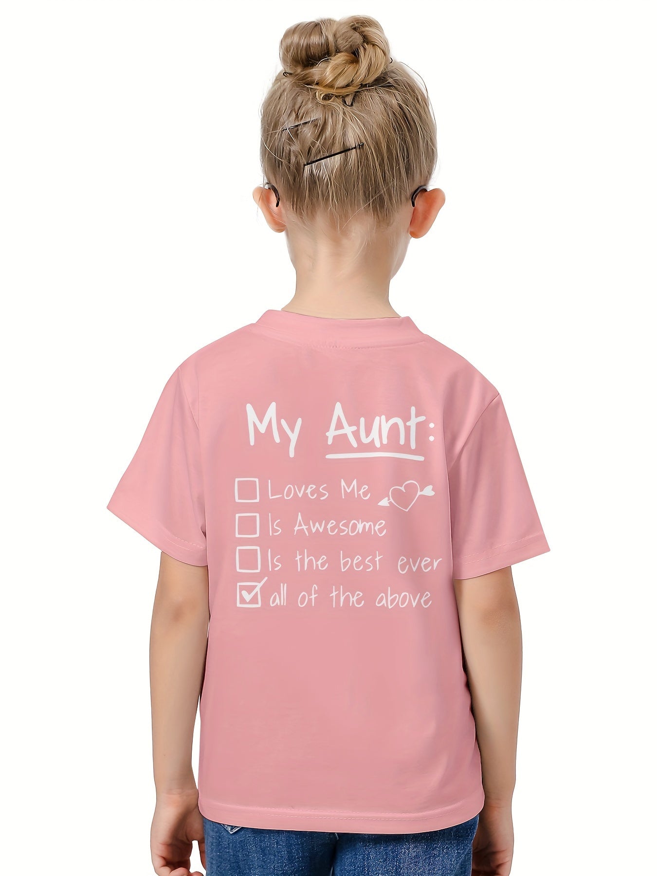 Girls Boys MY AUNT Short Sleeve T-shirt Summer Clothes Sports Gift