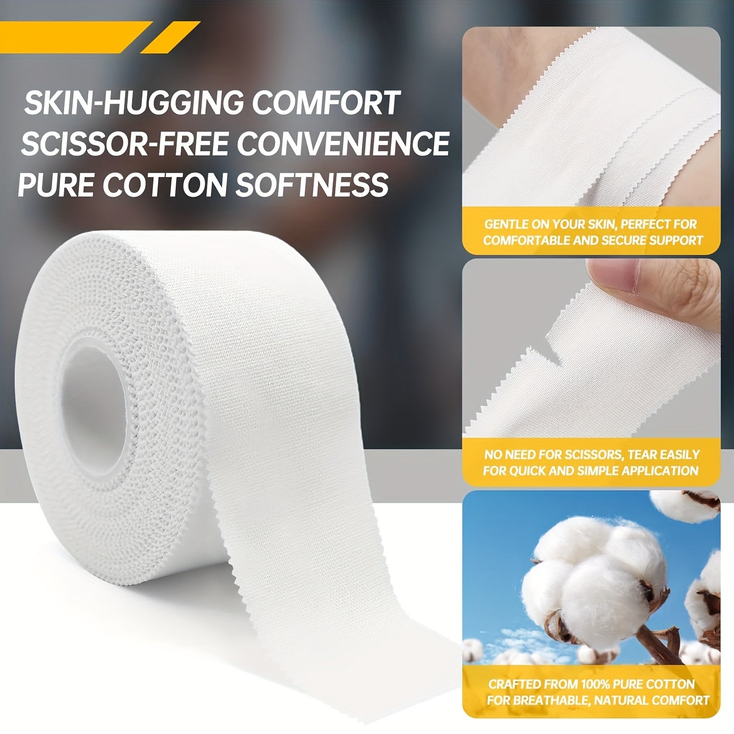 4pc Strong Adhesive Sports Tape Easy Tear Athletic Gymnastics Tape 1 96 196 8in