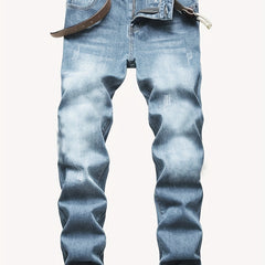 Men's Straight Regular Denim Jeans With Pockets