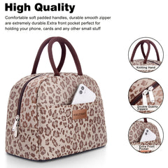 Leopard Insulated Lunch Bag for Work School Picnic Travel