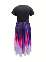 Women's Ombre Print Wrap Summer Dress