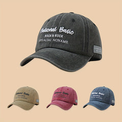 Rock Embroidery Washed Baseball Cap Distressed Sun Hat Adjustable Unisex Dad Hat
