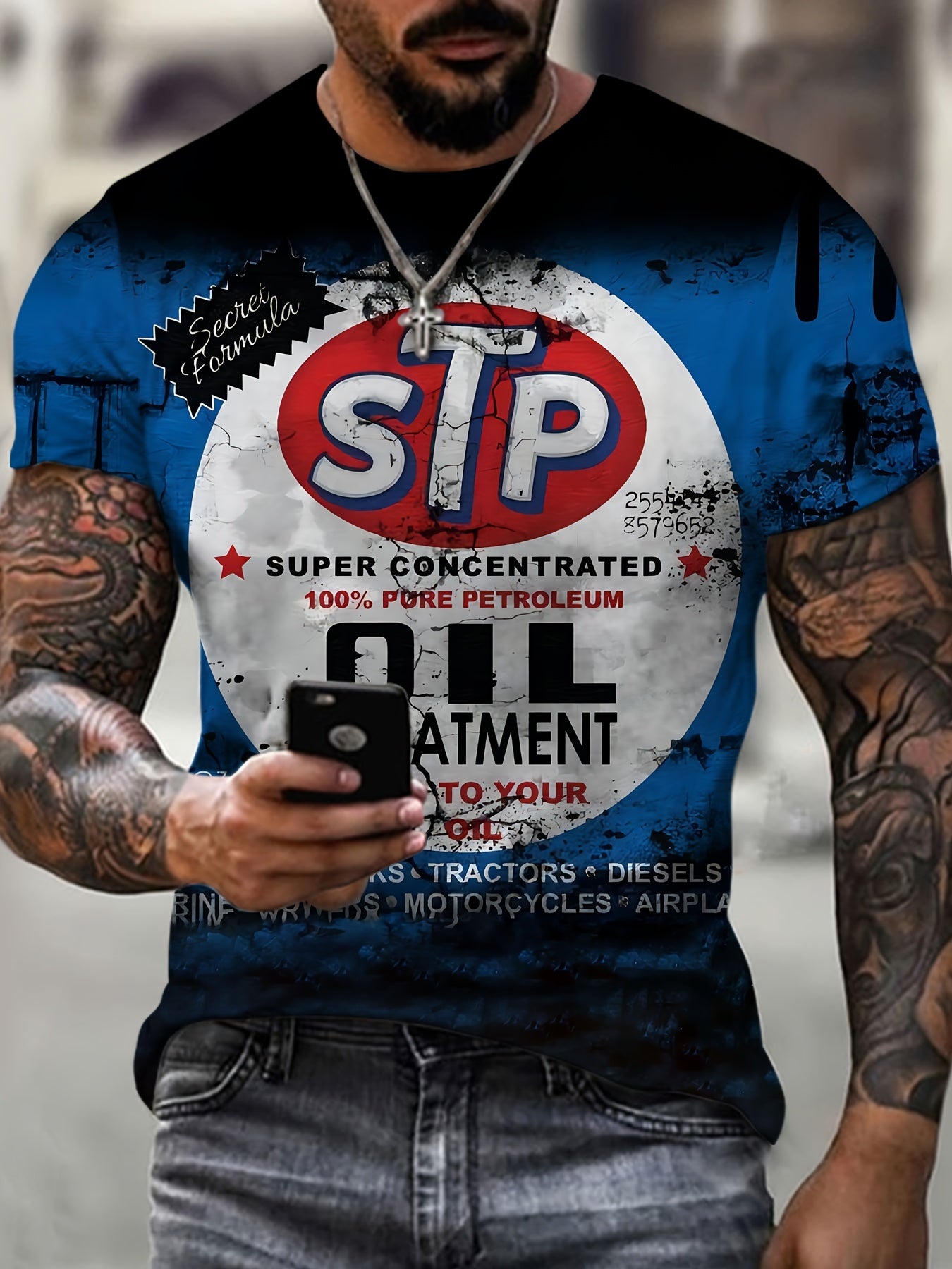 Men's Retro Style Comic Graphic Short Sleeve T-shirt