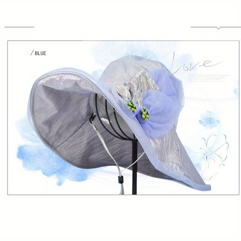 Wide Brim Flower Sun Hat UV Protection Lightweight Bucket Hat