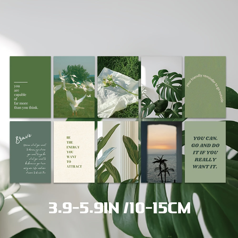 10pcs Green Plant Landscape Postcards Room Wall Decoration