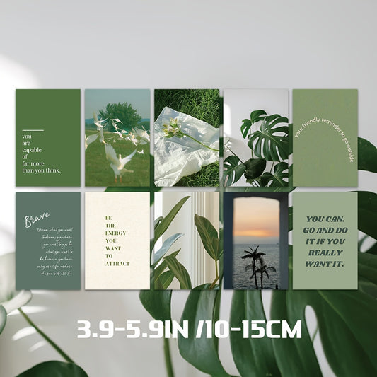 10pcs Green Plant Landscape Postcards Room Wall Decoration