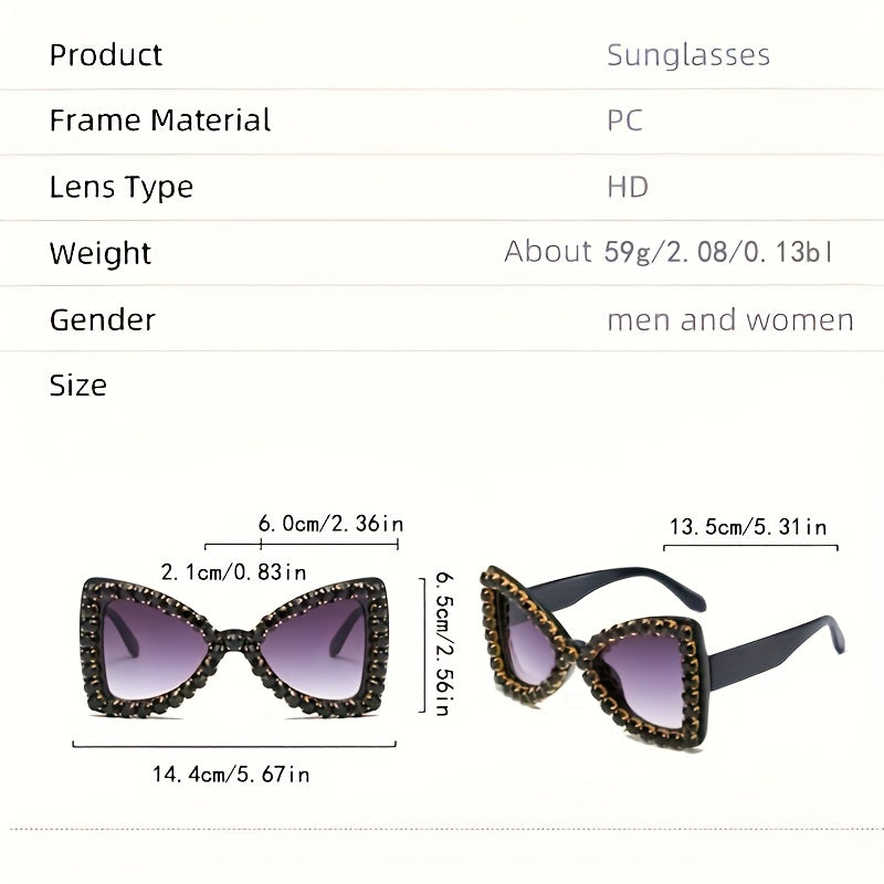 Y2K Rhinestone Butterfly Sunglasses UV400