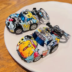 Graffiti Car Pendant Keychain Creative Decoration For Car Keys Backpacks Wallets