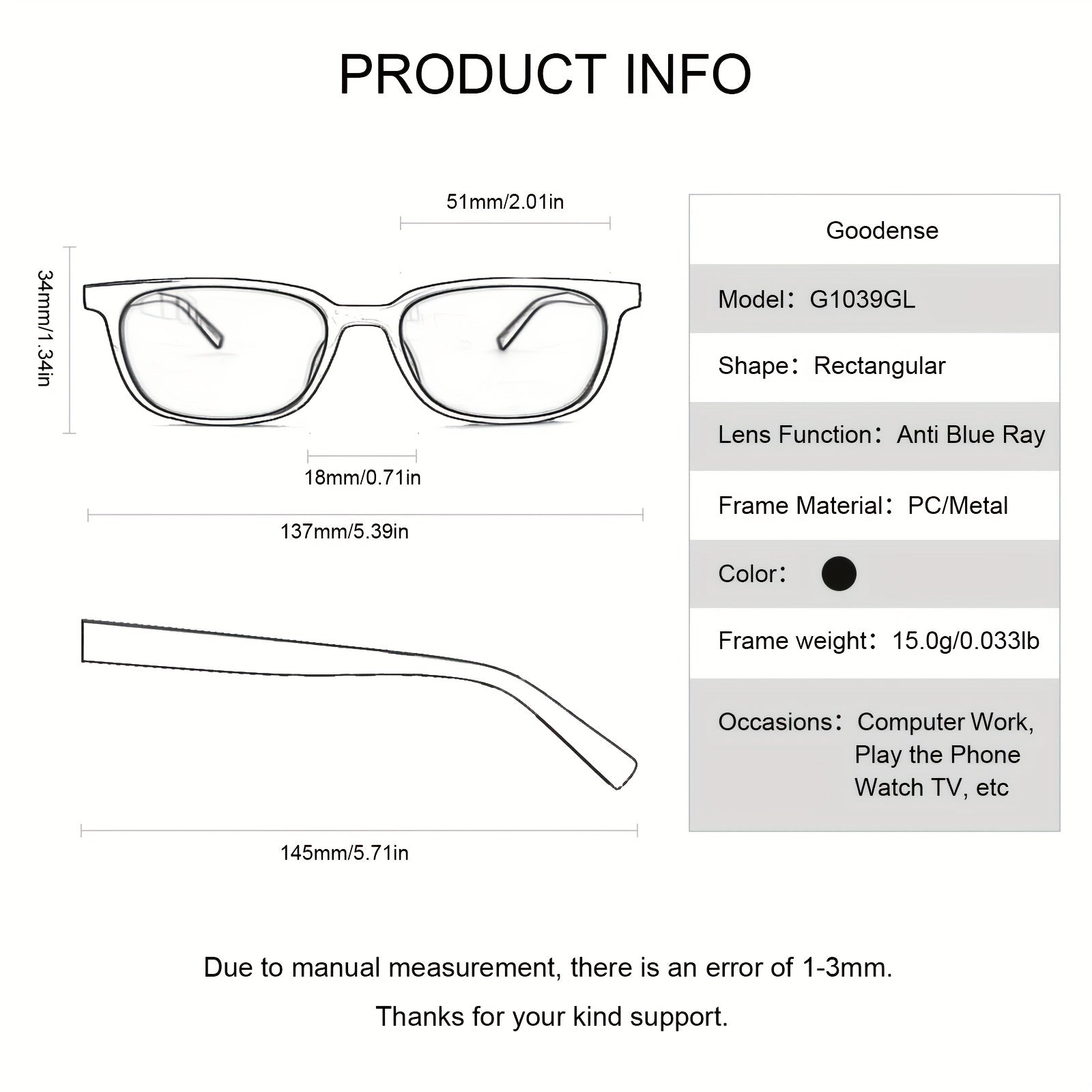 Men's Decorative Anti Light Reading Glasses with Pouch