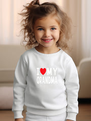 Girls Letters Pattern Crew Neck Long Sleeve Sweatshirt
