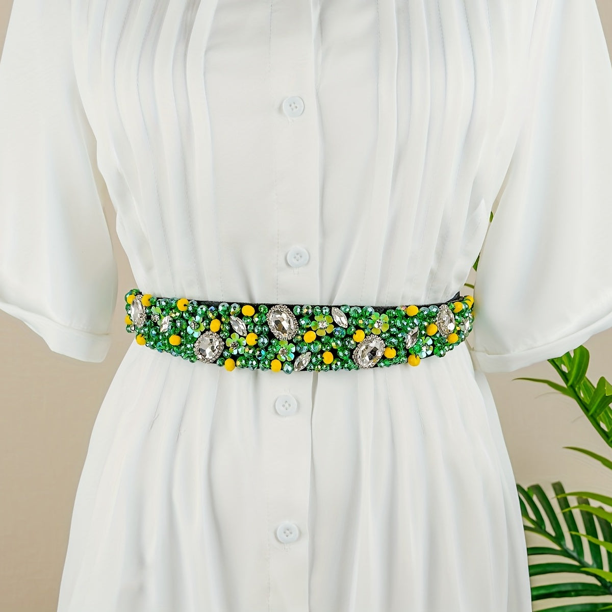 Boho Crystal Girdle Rhinestone Elastic Belt for Women