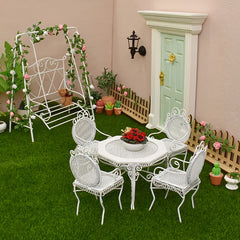 Dollhouse 1:12 Outdoor Garden Furniture Octagonal Iron Table and Chair Set