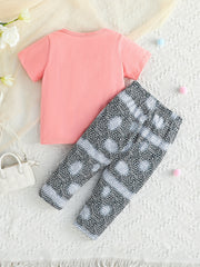 Toddler Girls Cotton Bowknot T shirt Leopard Print Pants Set