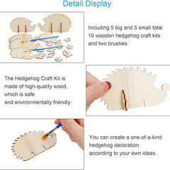 10pcs Christmas Wooden Craft Hedgehog Natural Wooden Slices DIY Crafts