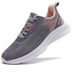 Gray & Pink Mesh Sneakers Lightweight Running Shoes Women's Footwear