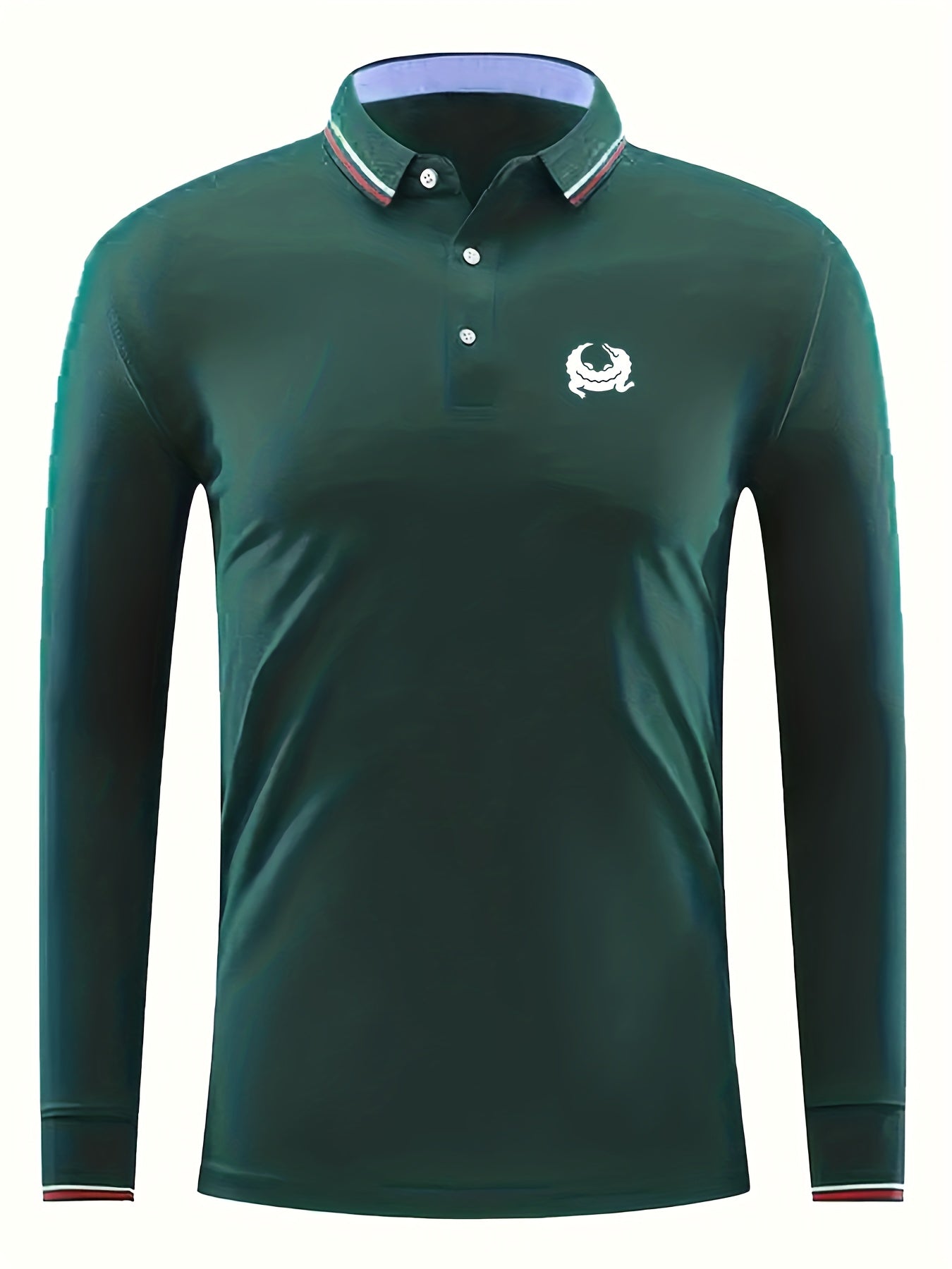 Crocodile Print Men's Casual Button Up Long Sleeve Polo Shirt