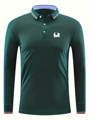 Crocodile Print Men's Casual Button Up Long Sleeve Polo Shirt