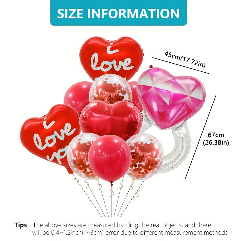 10pcs Rose Ring Shaped Balloons - Love Aluminum Film Balloons Set for Confetti