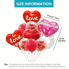 10pcs Rose Ring Shaped Balloons - Love Aluminum Film Balloons Set for Confetti