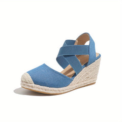 Women's Closed Toe Espadrilles Wedge Sandals Comfortable Slip-On Heels