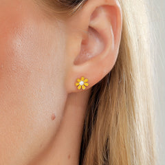 Colorful Flower Stainless Steel Stud Earrings