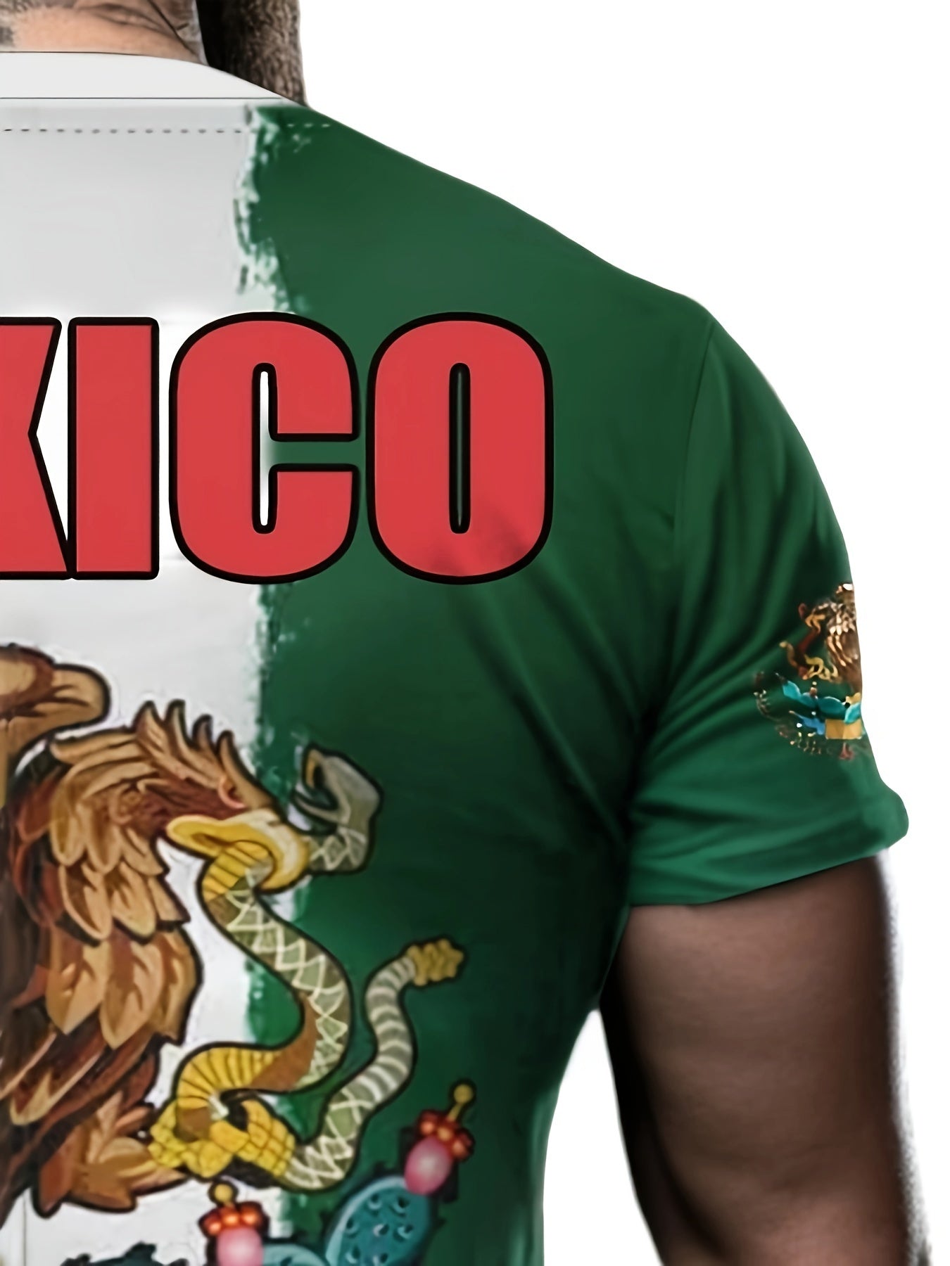 Mexico Eagle Pattern Print Men's Short Sleeve T-shirt Graphic Tee