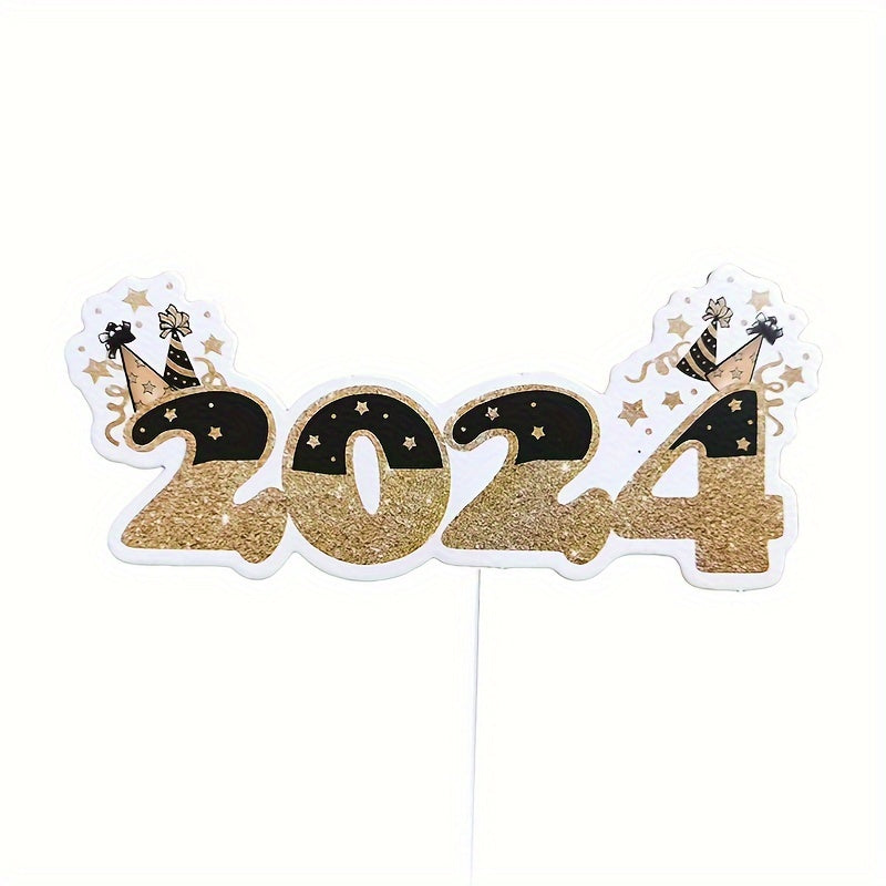 8pcs Happy Year Paper Cake Cupcake Toppers Party Supplies Decor