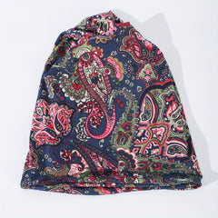 Boho Paisley Print Beanie Vintage Turban Cap Elastic Skull Cap
