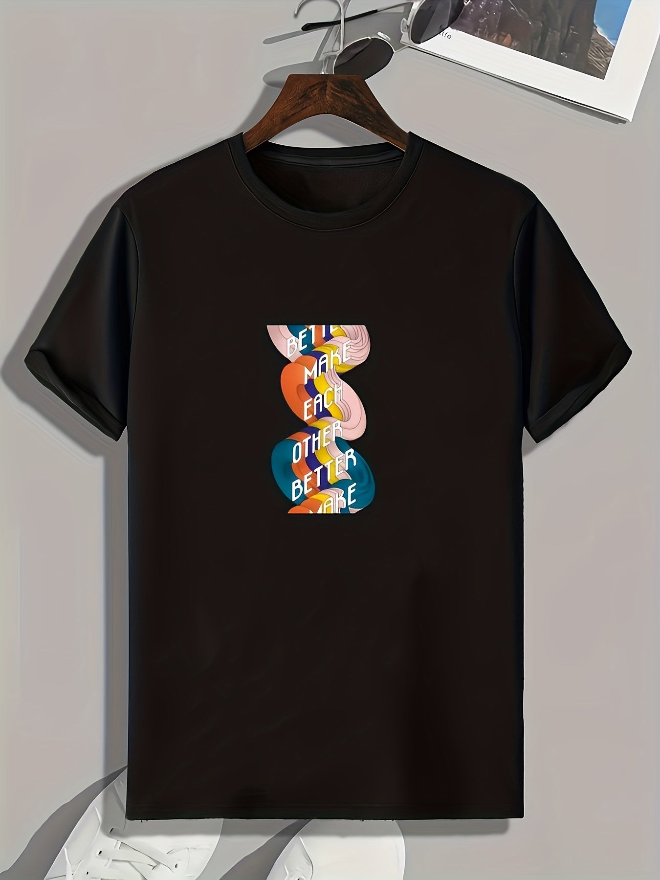 Men's Letters Print Graphic Tee for Summer