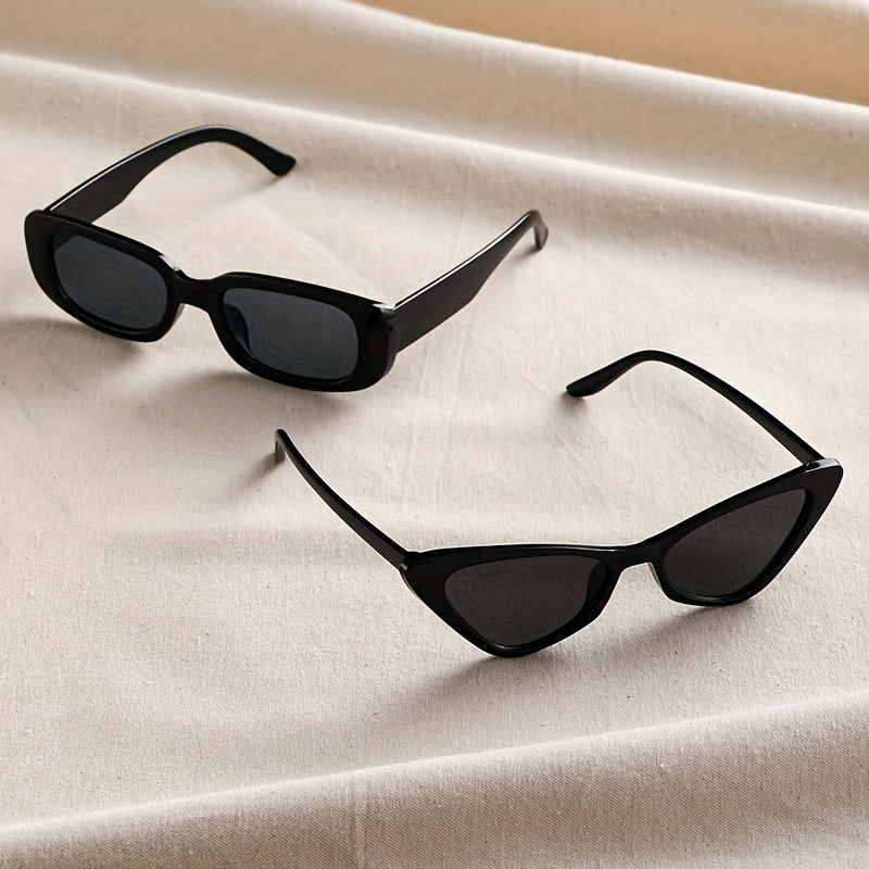 2 Pairs Small Frame Men's Sunglasses with Zipper Case