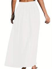Solid Sarong Cover Up High Rise Waist Bathing Suit Swimsuit