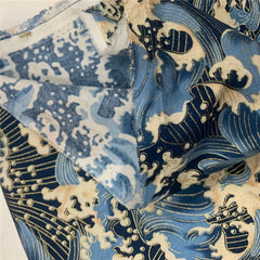Japanese Style Fabric Small Sea Wave Pure Cotton 40x15in