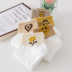 5 Pairs Cartoon Print Socks Comfy Short Socks Women's Stockings