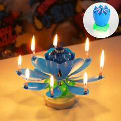 Double Layer Rotating Lotus Candle Birthday Cake Candle