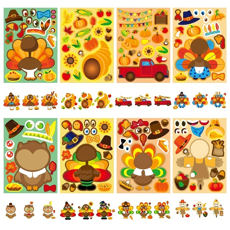 24pcs Thanksgiving Party Toy Stickers Turkey Sticker Set Activity