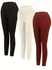 3pcs Ribbed Butt Lifting Leggings High Waist Yoga Pants